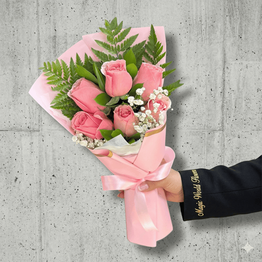 Six Roses Bouquet (Choose Your Color) — Special - Magic World Flowers