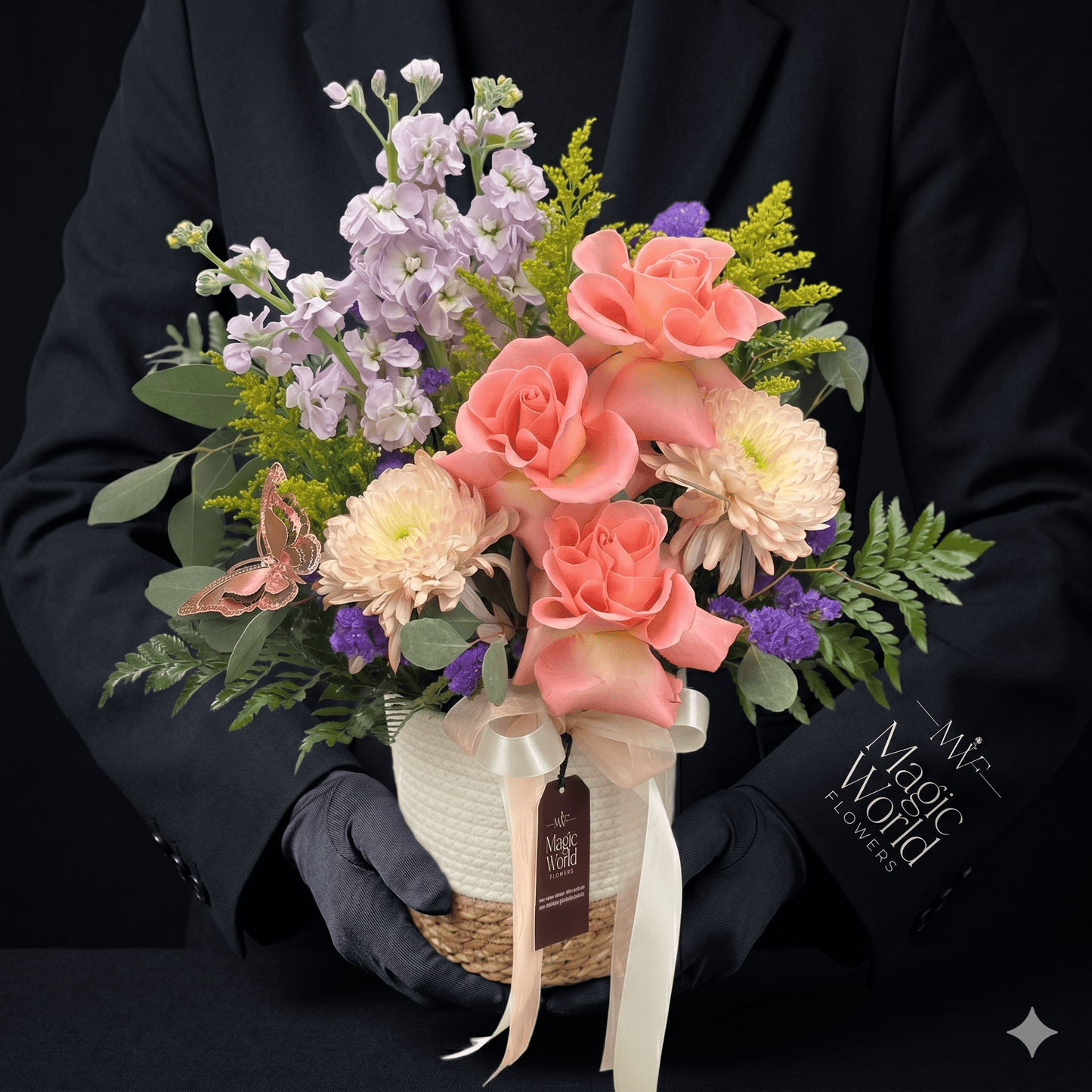Soft Landing | Modern Blooms Basket - Magic World Flowers