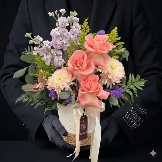 Soft Landing | Modern Blooms Basket - Magic World Flowers