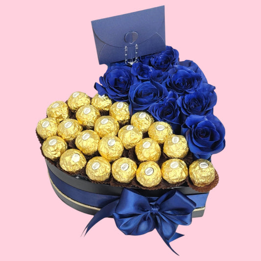 Sweet Heart Box - Blue Roses - Magic World Flowers