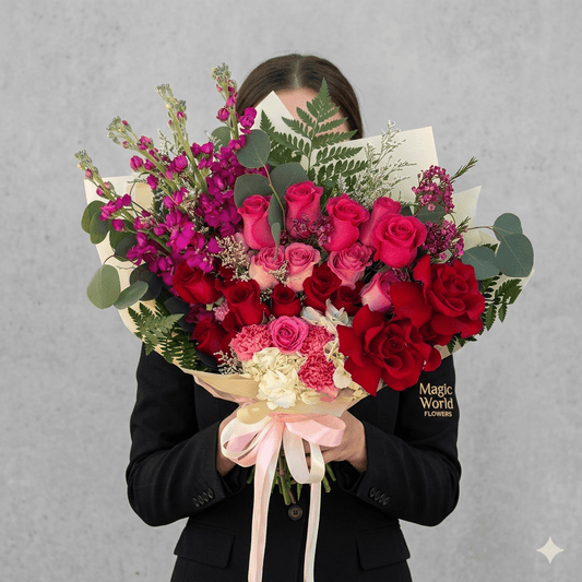 Tall Mix Modern Bouquet Deluxe - Mother's Day (No Vase) - Magic World Flowers