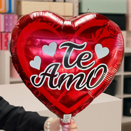 Te Amo (White Script & Hearts) – Helium Balloon - Magic World Flowers